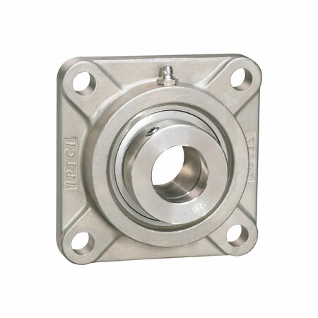 IPTCI 4-Bolt Flange Ball Bearing Unit, 25 mm Bore, Stainless Hsg, Stainless Insert, Eccentric Collar Lock SNASF205-25MM
